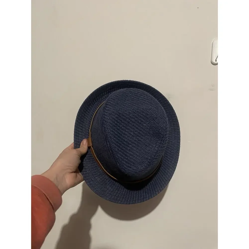 Fedora‎ Hat Blue size M Brown Leather Like Strap